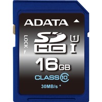 ADATA Premier SDHC UHS-I U1 Class10 16GB Klasse 10, Hukommelseskort 16 GB, SDHC, Klasse 10, 30 MB/s, 10 MB/s, Sort, Blå