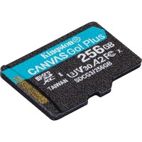 Kingston Canvas Go! Plus 256 GB MicroSD UHS-I Klasse 10, Hukommelseskort Sort, 256 GB, MicroSD, Klasse 10, UHS-I, 170 MB/s, 90 MB/s
