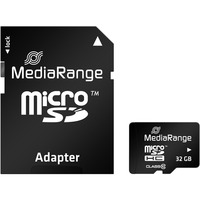 MediaRange 32GB microSDHC Klasse 10, Hukommelseskort Sort, 32 GB, MicroSDHC, Klasse 10, 45 MB/s, 15 MB/s, Sort