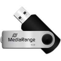 MediaRange MR910 USB-nøgle 16 GB USB Type-A / Micro-USB 2.0 Sort, Sølv, USB-stik Sort/Sølv, 16 GB, USB Type-A / Micro-USB, 2.0, 13 MB/s, Svirvel, Sort, Sølv