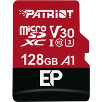 Patriot PEF128GEP31MCX hukommelseskort 128 GB MicroSDXC Klasse 10 Sort/Rød, 128 GB, MicroSDXC, Klasse 10, 100 MB/s, 80 MB/s, Class 3 (U3)