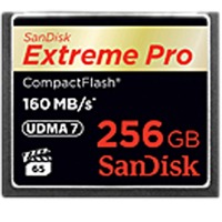 SanDisk Extreme PRO, 256GB CompactFlash, Hukommelseskort 256GB, 256 GB, CompactFlash, 160 MB/s, 140 MB/s, Sort