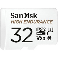SanDisk High Endurance 32 GB MicroSDHC UHS-I Klasse 10, Hukommelseskort Hvid, 32 GB, MicroSDHC, Klasse 10, UHS-I, 100 MB/s, 40 MB/s