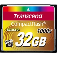 Transcend 1000x CompactFlash 32GB MLC, Hukommelseskort Sort, 32 GB, CompactFlash, MLC, 160 MB/s, 120 MB/s, Sort