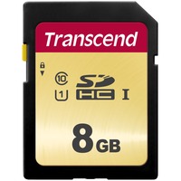 Transcend 8GB, UHS-I, SD SDHC MLC Klasse 10, Hukommelseskort Sort/Gul, UHS-I, SD, 8 GB, SDHC, Klasse 10, MLC, 95 MB/s, 20 MB/s