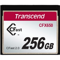Transcend CFX650 256 GB CFast 2.0 MLC, Hukommelseskort 256 GB, CFast 2.0, MLC, 510 MB/s, 370 MB/s, Sort