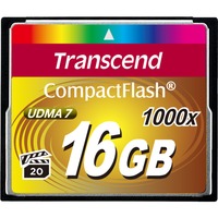 Transcend CompactFlash Card 1000x 16GB MLC, Hukommelseskort Sort, 16 GB, CompactFlash, MLC, 160 MB/s, 120 MB/s, Sort