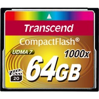 Transcend CompactFlash Card 1000x 64GB MLC, Hukommelseskort Sort, 64 GB, CompactFlash, MLC, 160 MB/s, 120 MB/s, Sort
