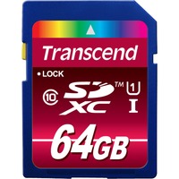 Transcend TS64GSDXC10U1 hukommelseskort 64 GB SDXC MLC Klasse 10 Blå, 64 GB, SDXC, Klasse 10, MLC, 90 MB/s, Class 1 (U1)