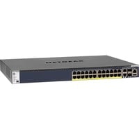 Netgear M4300-28G-PoE+ Administreret L2/L3/L4 10G Ethernet (100/1000/10000) Strøm over Ethernet (PoE) 1U Sort, Switch Administreret, L2/L3/L4, 10G Ethernet (100/1000/10000), Strøm over Ethernet (PoE), Stativ-montering, 1U