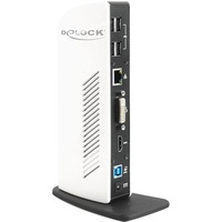 DeLOCK 87568 dockingstation Ledningsført Sort, Hvid, Adapter Hvid/Sort, Ledningsført, USB Type-A, USB Type-B, 10,100,1000 Mbit/s, Sort, Hvid, USB, 1.6 GHz, 30GB HDD