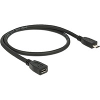 DeLOCK 0.5m USB 2.0 USB-kabel 0,5 m Micro-USB B Sort, Forlængerledning Sort, 0,5 m, Micro-USB B, Micro-USB B, USB 2.0, Hanstik/Hunstik, Sort