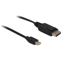 DeLOCK 1m Displayport Cable mini DisplayPort Sort, Kabel Sort, 1 m, mini DisplayPort, Displayport, Sort, Guld, 10,8 Gbit/sek.