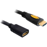 DeLOCK 1m HDMI HDMI-kabel HDMI Type A (Standard) Sort, Forlængerledning Sort, 1 m, HDMI Type A (Standard), HDMI Type A (Standard), 3D, Sort