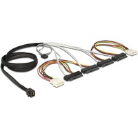 DeLOCK 83391 Serial Attached SCSI (SAS)-kabel 1 m Flerfarvet Sort, 1 m, 1 x Mini SAS HD x 4 SFF 8643, 4 x SAS 29p SFF 8482, Hanstik/Hunstik, Flerfarvet