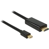 DeLOCK 83699 videokabel adapter 2 m Mini DisplayPort HDMI Sort Sort, 2 m, Mini DisplayPort, HDMI, Hanstik, Hanstik, Guld