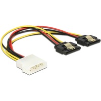 DeLOCK 85237 intern strømkabel 0,2 m, Y-kabel Sort/Rød, 0,2 m, Molex (4-pin), 2 x SATA 15 stikben, Hanstik, Hunstik, Lige