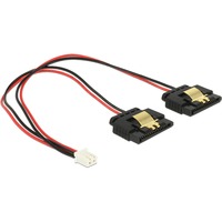 DeLOCK 85249 intern strømkabel 0,2 m, Y-kabel Sort/Rød, 0,2 m, Molex (2-pin), 2 x SATA 15 stikben, Hunstik, Lige, Lige