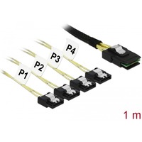DeLOCK 85731 Serial Attached SCSI (SAS)-kabel 1 m Sort, Grøn 1 m, Mini SAS SFF-8087, 4x SATA 6 Gb/s 7 Pin, Lige, Lige, Hanstik
