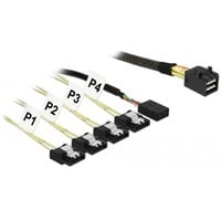 DeLOCK 85732 Serial Attached SCSI (SAS)-kabel 1 m Sort, Grøn Sort, 1 m, Mini SAS HD SFF-8643, 4x SATA 6 Gb/s 7 Pin + 8 pin sideband, Lige, Lige, Hanstik/Hunstik