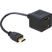 DeLOCK Adapter HDMI male to 2x HDMI female 0,2 m HDMI Type A (Standard) 2 x HDMI, HDMI splitter 0,2 m, HDMI Type A (Standard), 2 x HDMI, Hanstik, Hunstik