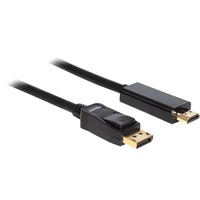 DeLOCK Cable Displayport > HDMI m/m 2m Sort, Kabel Sort, 2 m, Sort, Hanstik/Hanstik, Displayport/HDMI