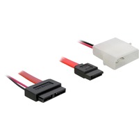 DeLOCK Cable SATA Slimline female + 2pin power > SATA SATA-kabel 0,3 m Rød, Adapter Rød/Sort, 0,3 m, Rød