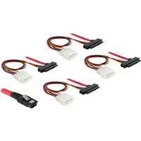 DeLOCK Cable mini SAS 36pin to 4x SAS 29pin SCSI-kabel Rød 0,5 m, Adapter Rød, Rød, 0,5 m, Mini SAS 36pin/4 SAS 29pin + 5¼” Power
