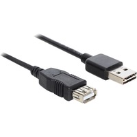 DeLOCK EASY-USB 2.0-A - USB 2.0-A, 1m USB-kabel USB A Sort, Forlængerledning Sort, 1m, 1 m, USB A, USB A, USB 2.0, Hanstik/Hunstik, Sort