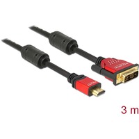 DeLOCK HDMI - DVI Cable 3.0m male / male 3 m DVI-D, Adapter Sort, 3 m, HDMI, DVI-D, 5,1 Gbit/sek., Hanstik/Hanstik