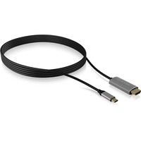 ICY BOX IB-CB020-C 1,8 m HDMI USB Type-C Sølv, Kabel Sort, 1,8 m, HDMI, USB Type-C, Hanstik, Hanstik, Lige