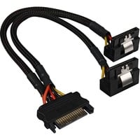 Sharkoon 15Pin SATA > 2x 15Pin SATA, Y-kabel Sort