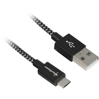 Sharkoon USB 2.0 kabel, USB-A stik > Micro-USB stik Sort/grå