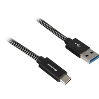 Sharkoon USB 3.2 Gen 2 kabel, USB-A stik > USB-C stik Sort/grå