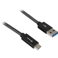 Sharkoon USB 3.2 Gen 2 kabel, USB-A stik > USB-C stik Sort/grå