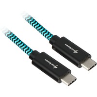 Sharkoon USB 3.2 Gen 2 kabel, USB-C stik > USB-C stik Sort/Lyseblå