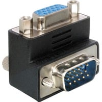 DeLOCK Adapter VGA male/female right angled VGA 15pin Sort Sort, VGA 15pin, VGA 15pin, Sort