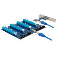 DeLOCK 41427 interface-kort/adapter Intern PCIe, USB 3.2 Gen 1 (3.1 Gen 1), Riser kort PCIe, PCIe, USB 3.2 Gen 1 (3.1 Gen 1), Sort, Blå, Kina, Asmedia ASM1184e, 0,8 Gbit/sek.