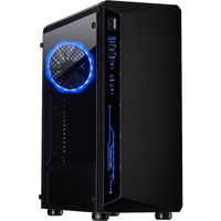 Inter-Tech C-3 Saphir Tower Sort, Towerkabinet Sort, Tower, PC, Sort, ATX, ITX, micro ATX, Stål, Hærdet glas, Spil