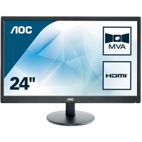 AOC M2470SWH LED display 59,9 cm (23.6") 1920 x 1080 pixel Fuld HD Sort, LED-skærm Sort, 59,9 cm (23.6"), 1920 x 1080 pixel, Fuld HD, LED, 5 ms, Sort