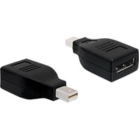 DeLOCK Displayport Adapter Displayport mini M Displayport FM Sort Sort, Displayport mini M, Displayport FM, Sort