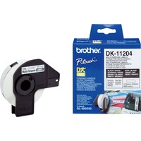 Brother DK-11204 etiketbånd Sort på hvid, Tape Sort på hvid, 400 stk, DK, Hvid, Direkte termisk, Brother