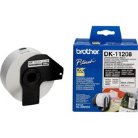 Brother DK-11208 etiketbånd Sort på hvid, Tape Sort på hvid, 400 stk, DK, Hvid, Direkte termisk, Brother
