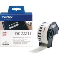 Brother DK-22211 etiketbånd Sort på hvid, Tape Sort på hvid, 1 stk, DK, Sort, Hvid, Direkte termisk, Brother