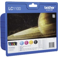Brother LC1100VALBP blækpatron 4 stk Original Sort, Blå, Magenta, Gul Sort, Blå, Magenta, Gul, 4 stk, 450 Sider, 325 Sider, Multipakke