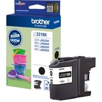 Brother LC221BK blækpatron 1 stk Original Sort Sort, 1 stk, 260 Sider, Enkelt pakke