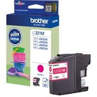 Brother LC221M blækpatron 1 stk Original Magenta Magenta, 1 stk, 260 Sider, Enkelt pakke