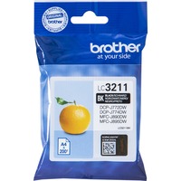 Brother LC3211BK blækpatron 1 stk Original Standard udbytte Sort Standard udbytte, Sort, Pigmentbaseret blæk, 1 stk, 200 Sider, Enkelt pakke