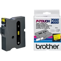 Brother TX-641 etiketbånd Sort på gul, Tape Sort på gul, TX, Sort, Brother, PT-7000, PT-8000, PT-PC, 1,8 cm