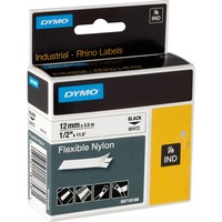 Dymo IND fleksibelt nylon - 12mm x 3,5m BW, Tape 5m BW, Sort på hvid, Nylon, 3,5 m, Kasse, 1,2 cm